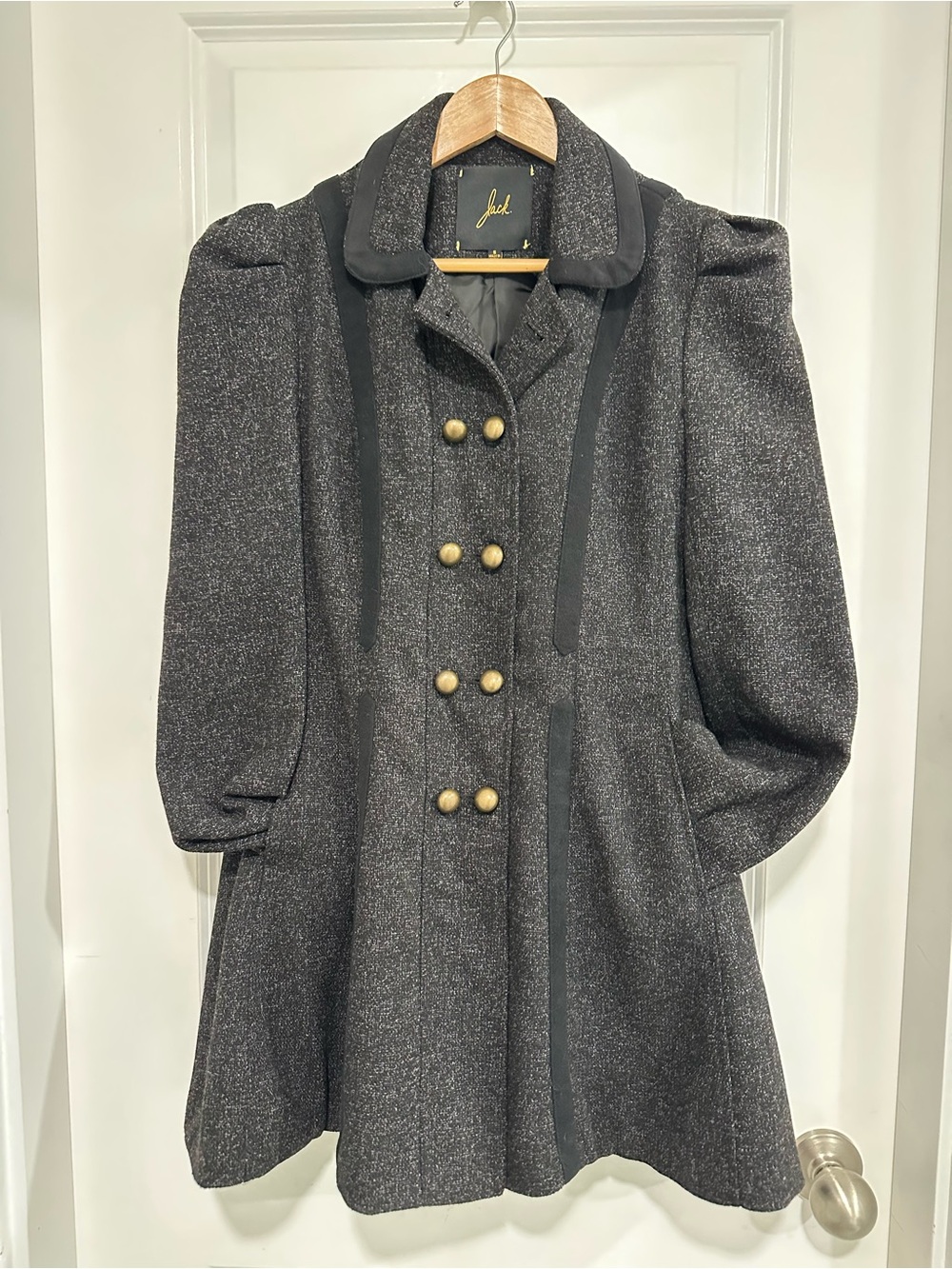 Jack by BB Dakota Dark Charcoal Military Coat Pea Coat Academia Size Small - Picture 7 of 13